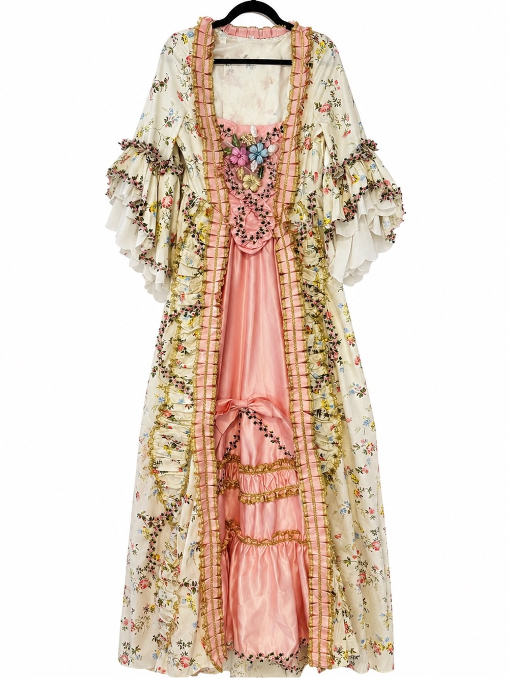 French Queen Costume Marie Antoinette Dress Floral 18th Century Victorian Rococo - Picture 3 of 15